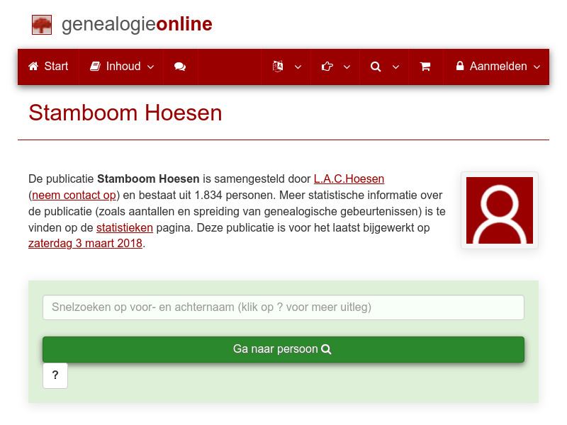 Screenshot van website