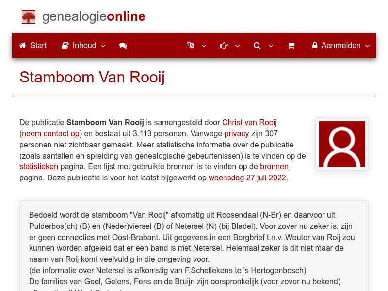 Screenshot van website
