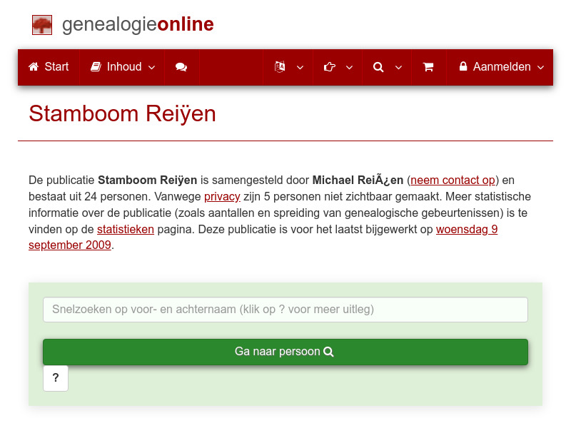 Screenshot van website