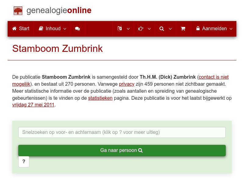 Screenshot van website