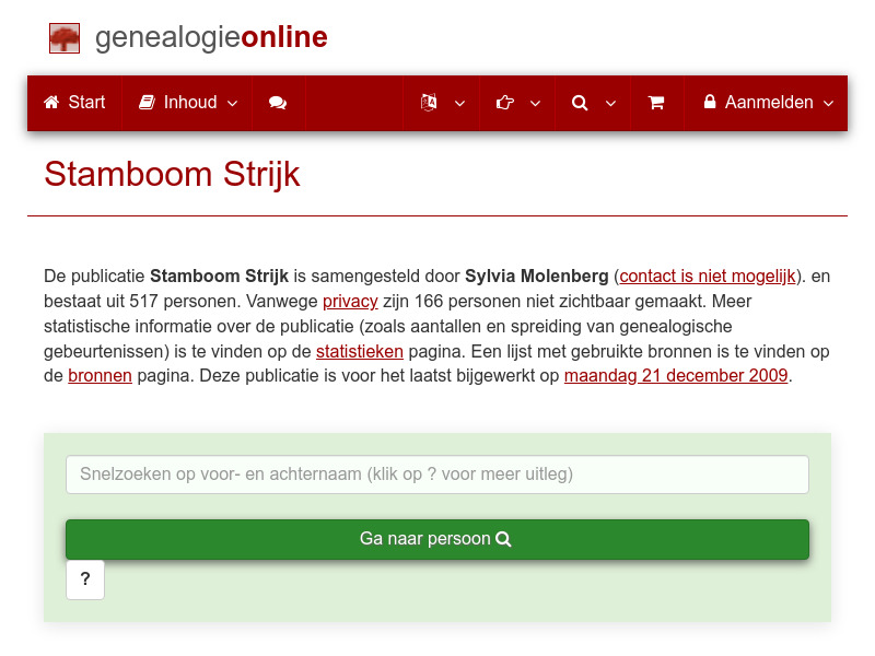 Screenshot van website