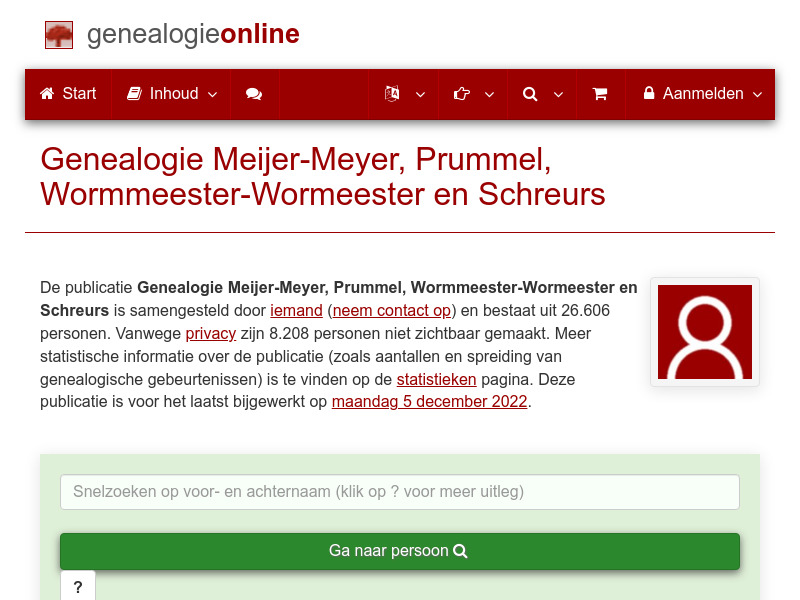 Screenshot van website