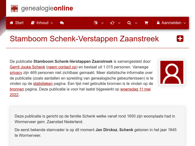 Screenshot van website