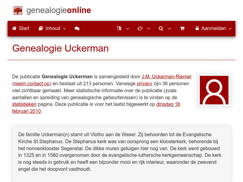 Screenshot van website