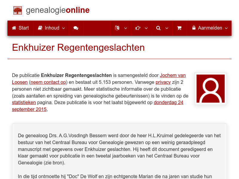 Screenshot van website