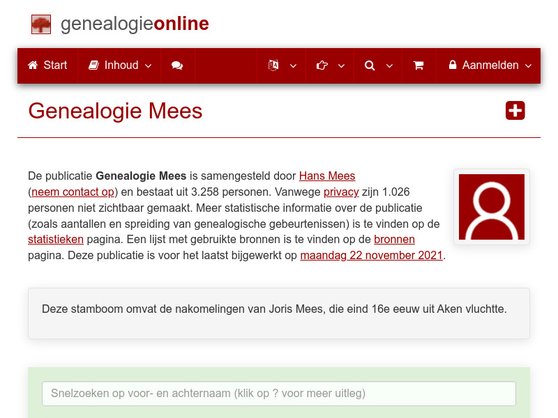 Screenshot van website
