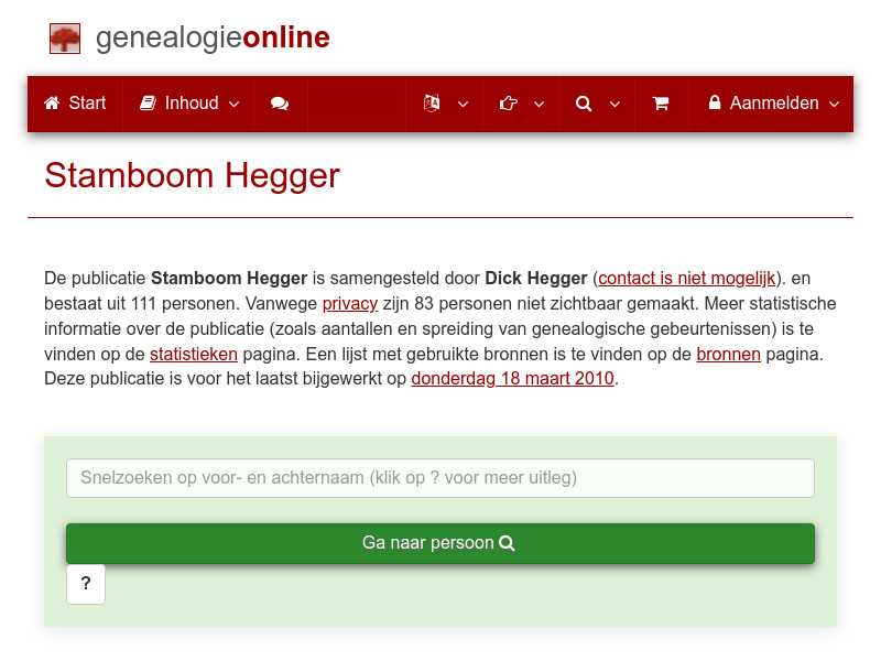 Screenshot van website