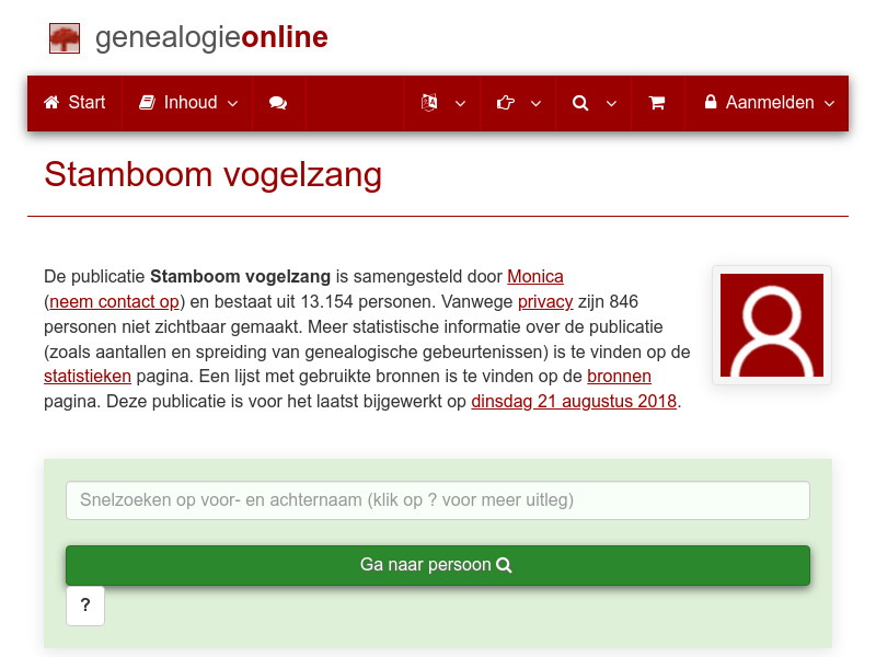 Screenshot van website