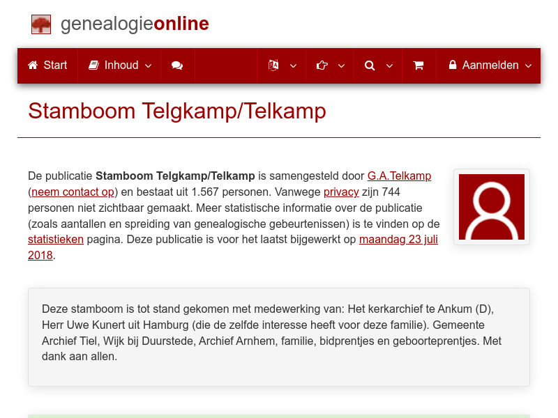 Screenshot van website