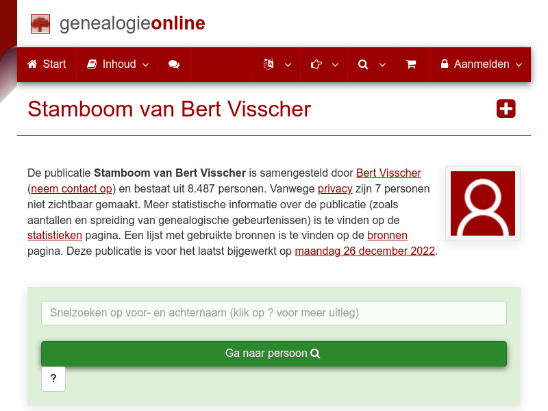 Screenshot van website