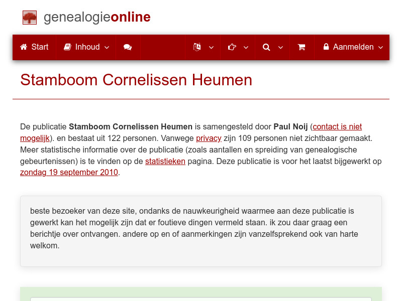 Screenshot van website
