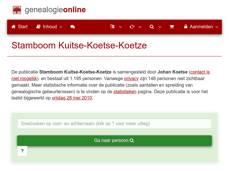 Screenshot van website