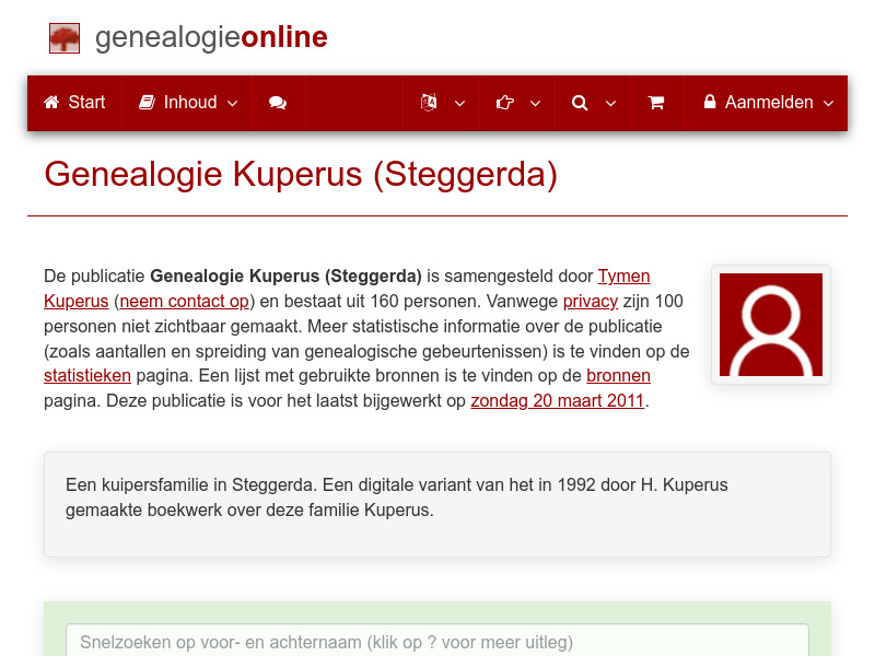 Screenshot van website