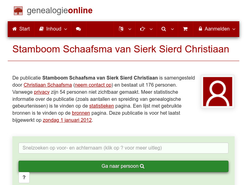 Screenshot van website