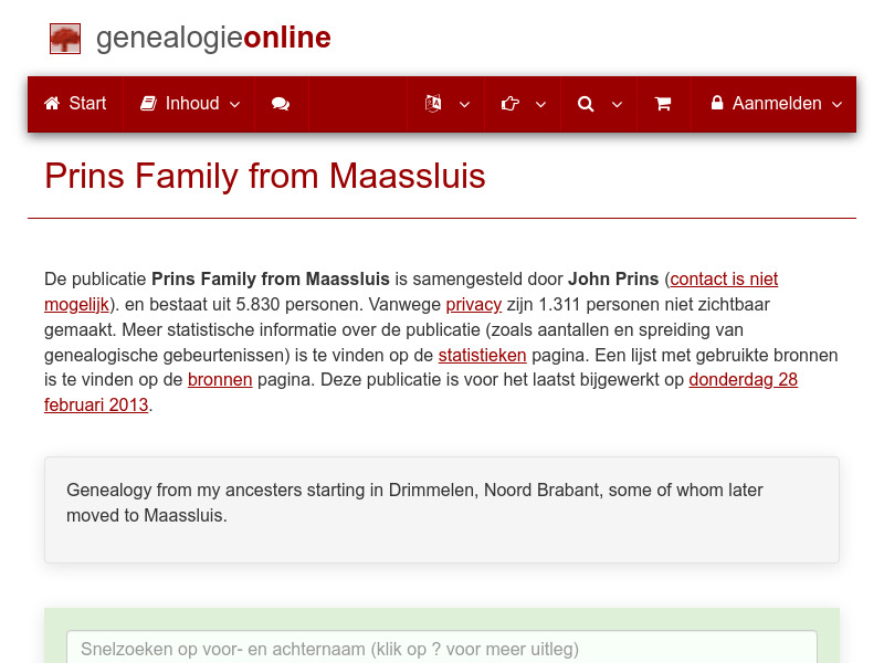 Screenshot van website