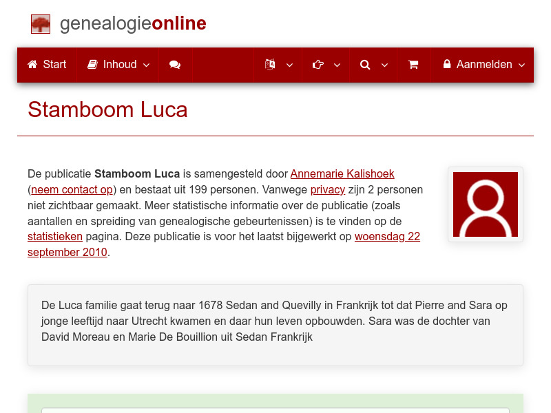 Screenshot van website