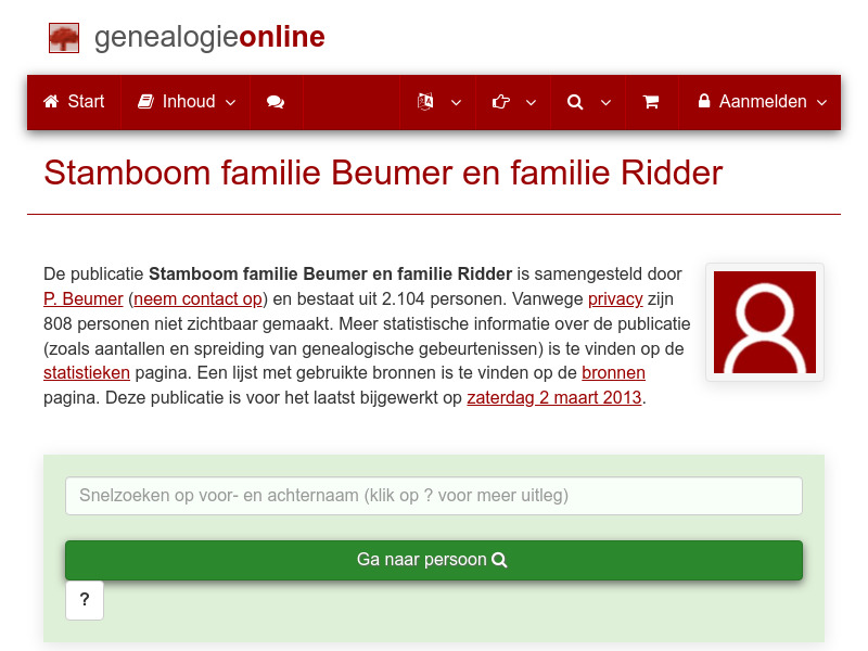 Screenshot van website