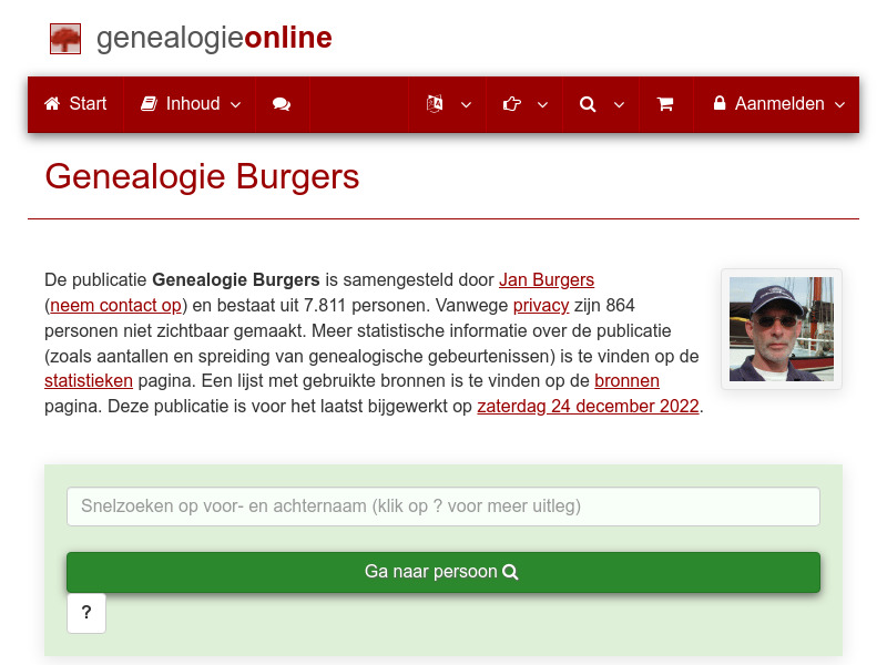 Screenshot van website