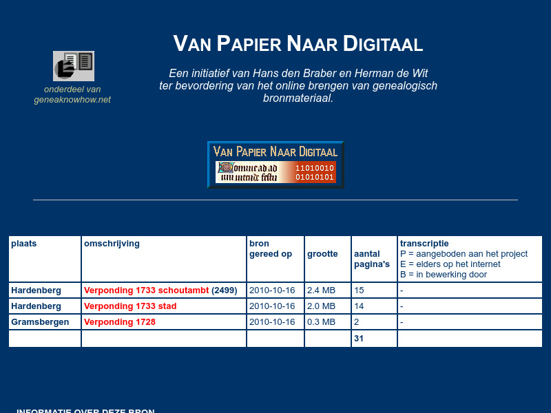 Screenshot van website