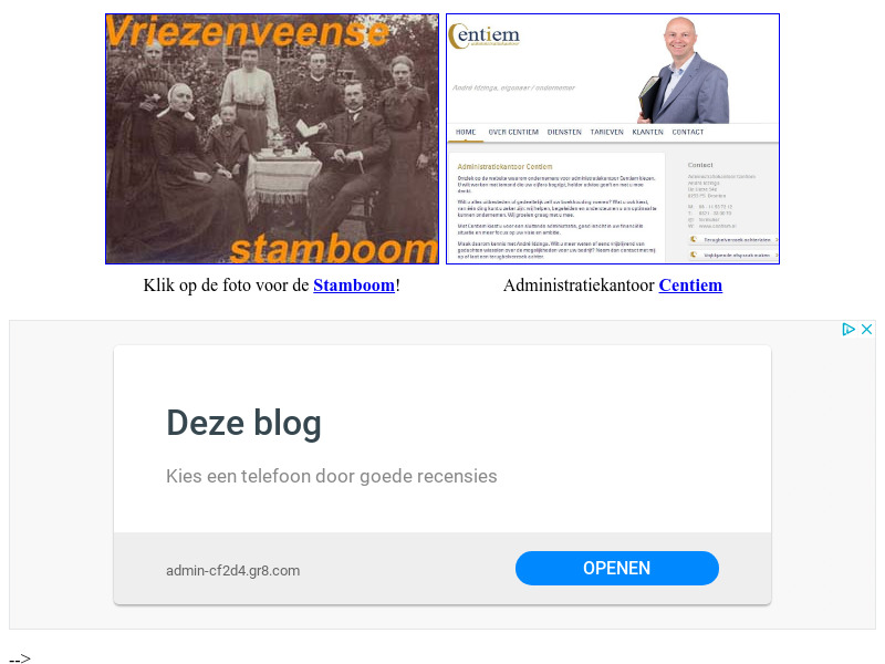 Screenshot van website
