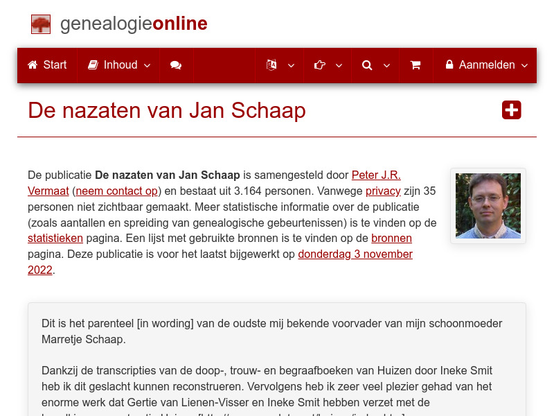 Screenshot van website