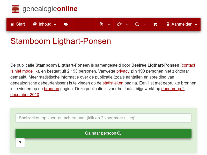 Screenshot van website