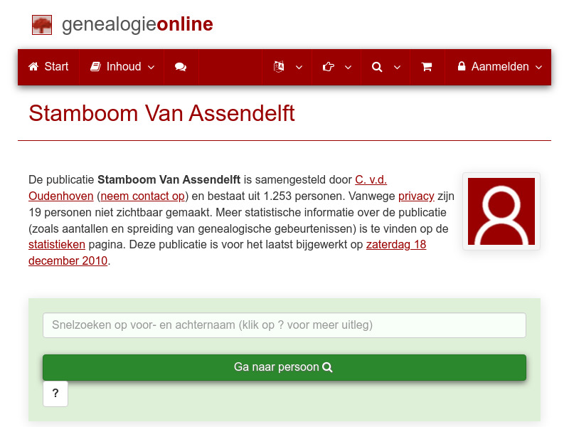 Screenshot van website