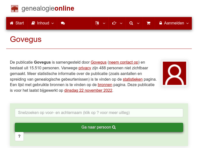 Screenshot van website
