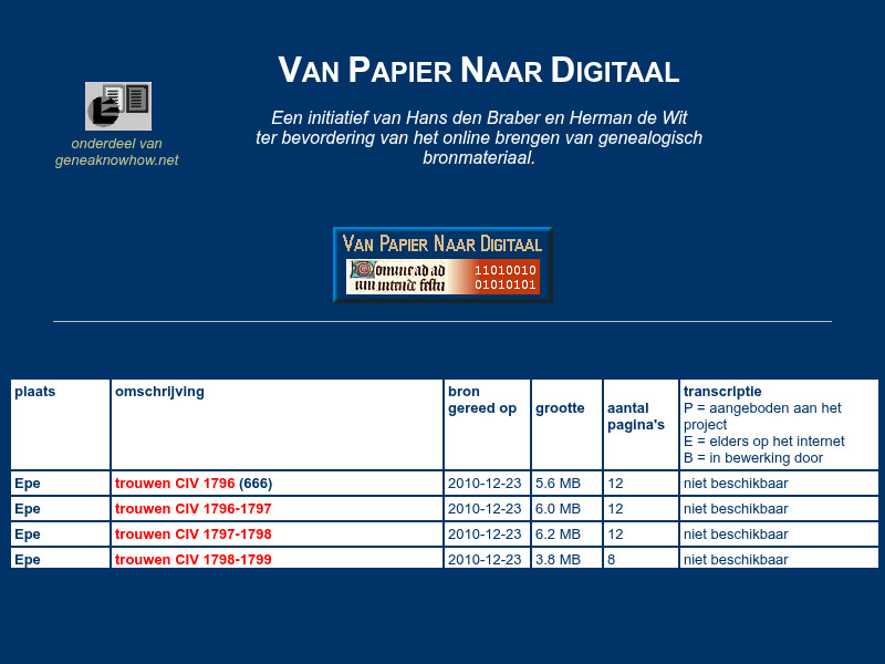 Screenshot van website