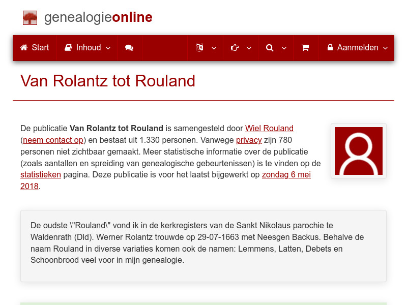 Screenshot van website