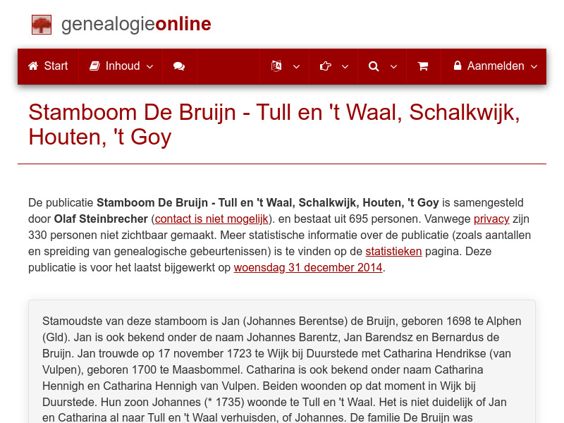 Screenshot van website