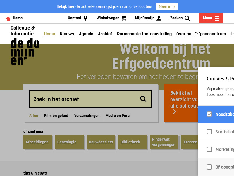 Screenshot van website