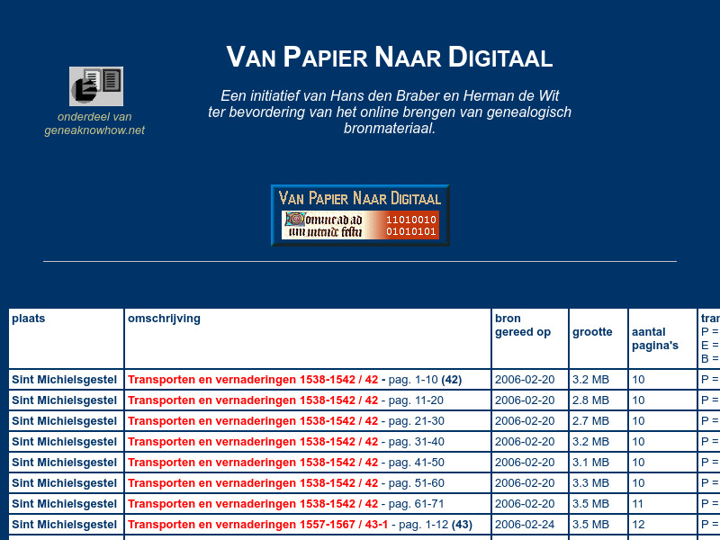 Screenshot van website