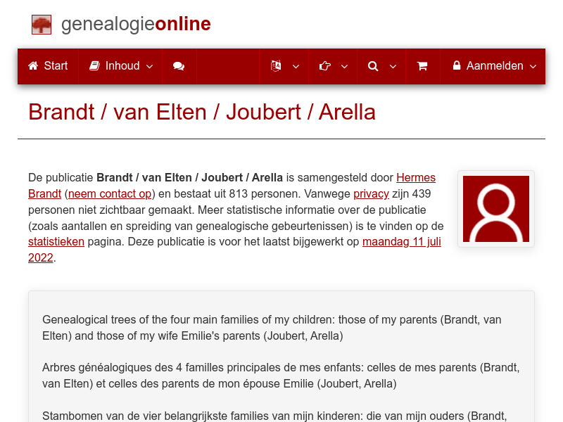 Screenshot van website