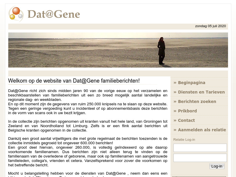 Screenshot van website