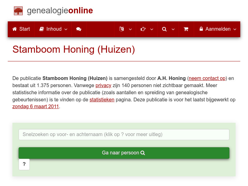 Screenshot van website