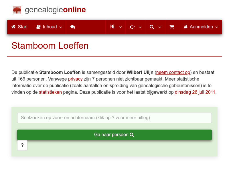 Screenshot van website