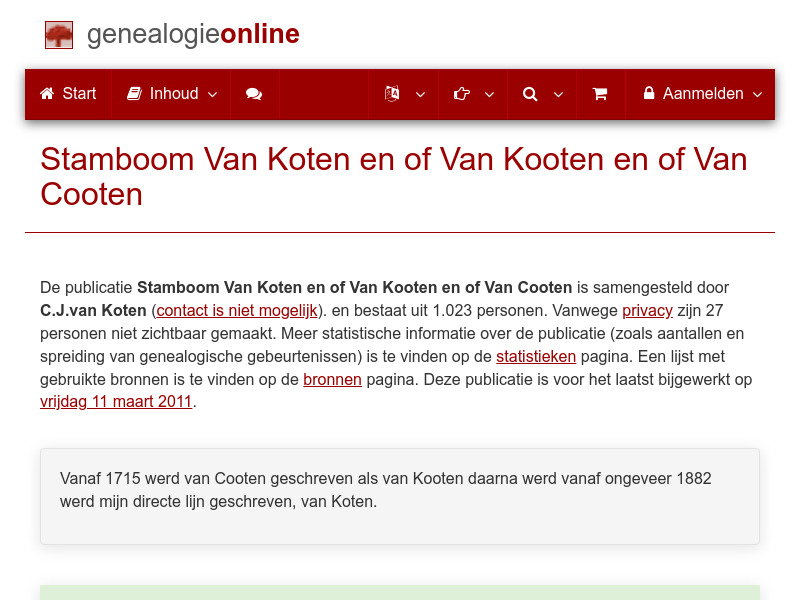 Screenshot van website