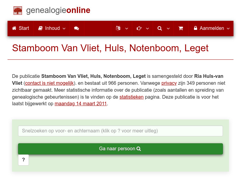 Screenshot van website