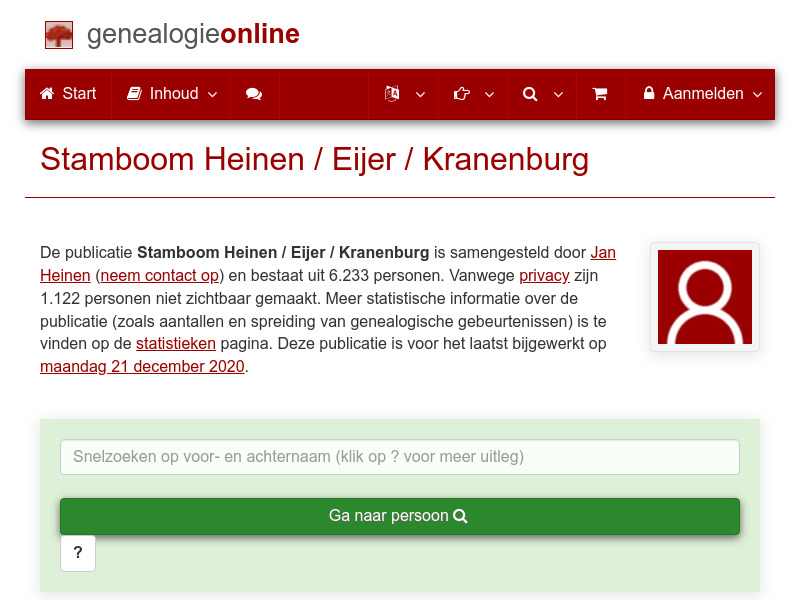 Screenshot van website