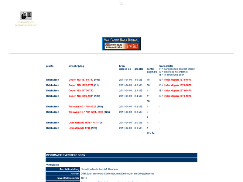 Screenshot van website