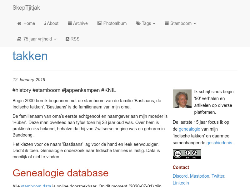 Screenshot van website