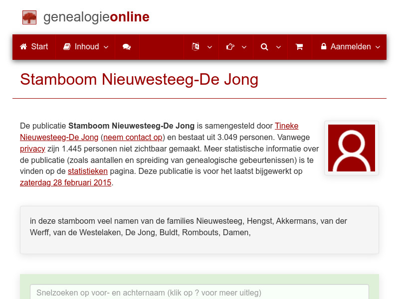 Screenshot van website
