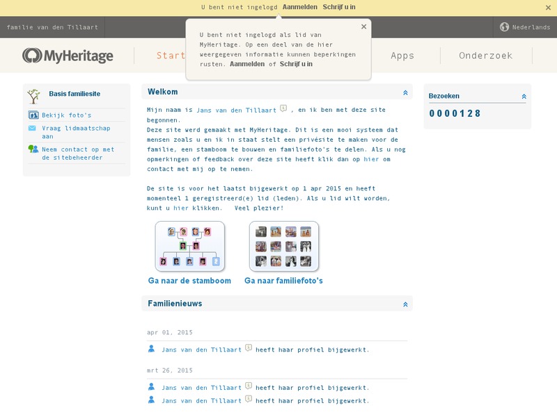 Screenshot van website
