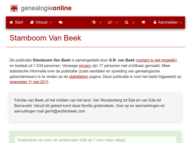 Screenshot van website