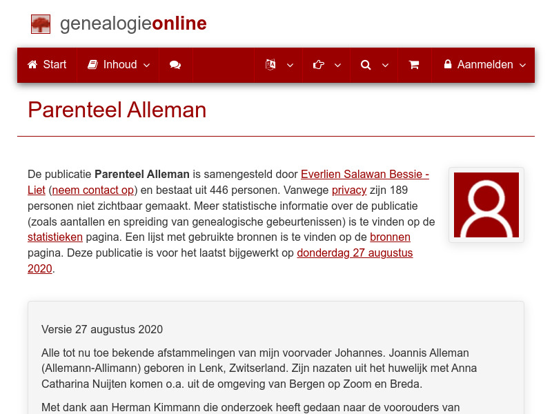 Screenshot van website