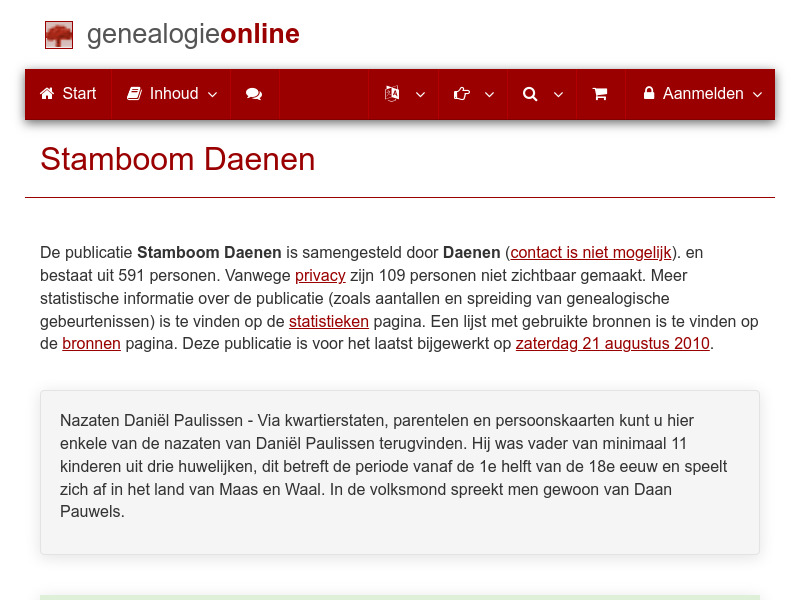 Screenshot van website