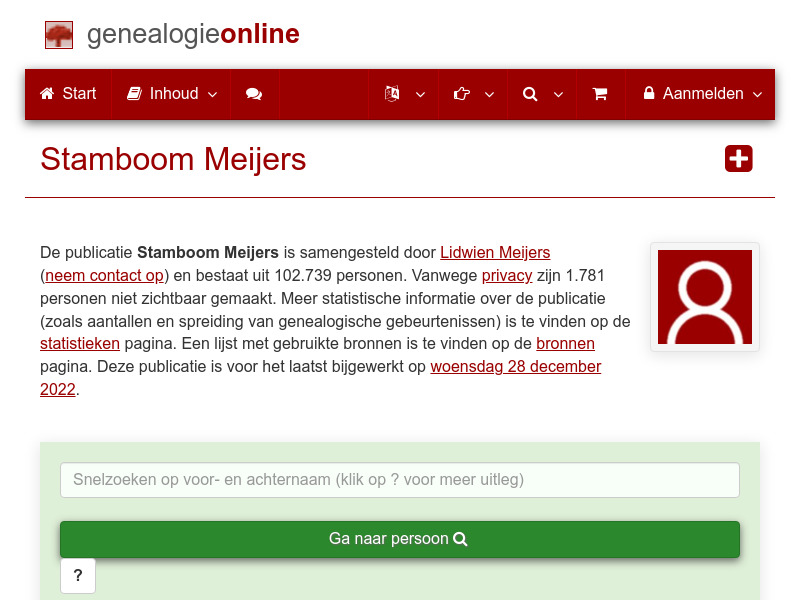 Screenshot van website
