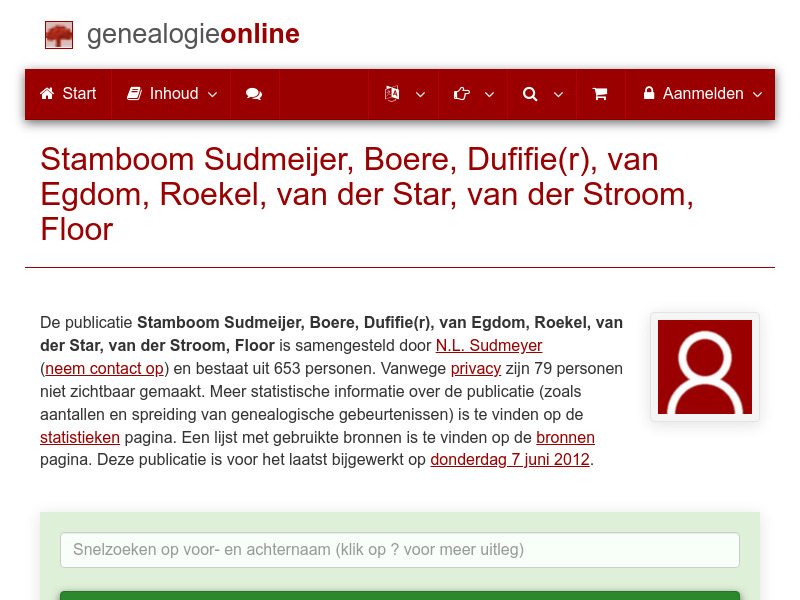 Screenshot van website