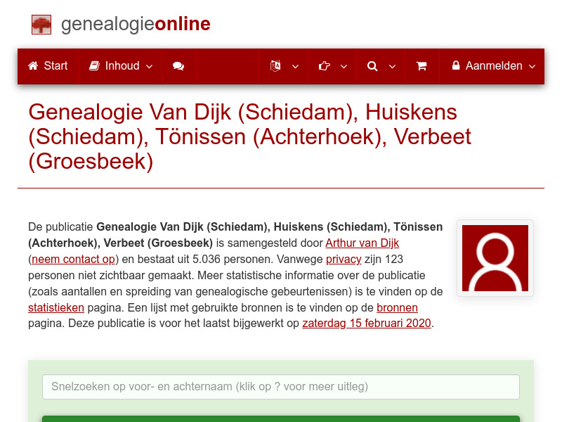 Screenshot van website